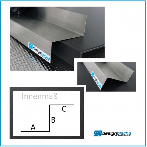 Z-Profil aus V2A Edelstahl K240 geschliffen 0,8mm stark